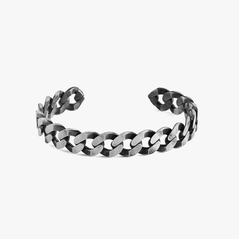 Chain bangle in oxidised sterling silver
