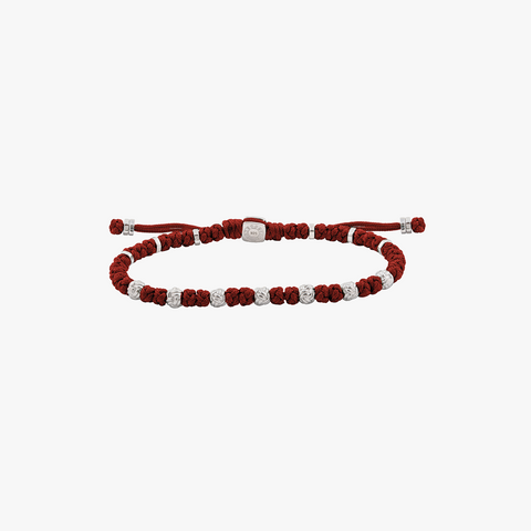 Mykonos Knots bracelet in red macrame and silver