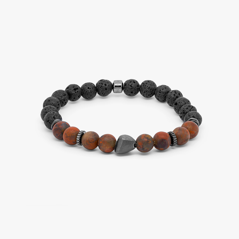 Nugget bracelet with rainbow jasper and black rhodium plated sterling silver