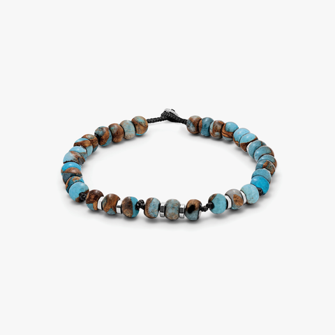 Nepal bracelet with black macramé and polished impression jasper beads