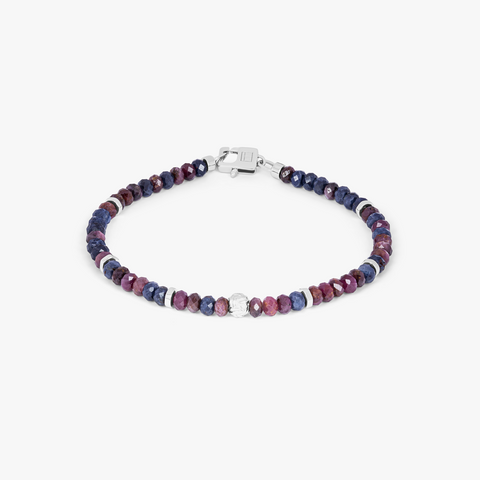 Nodo-Armband mit roten und blauen Saphiren und Sterlingsilber