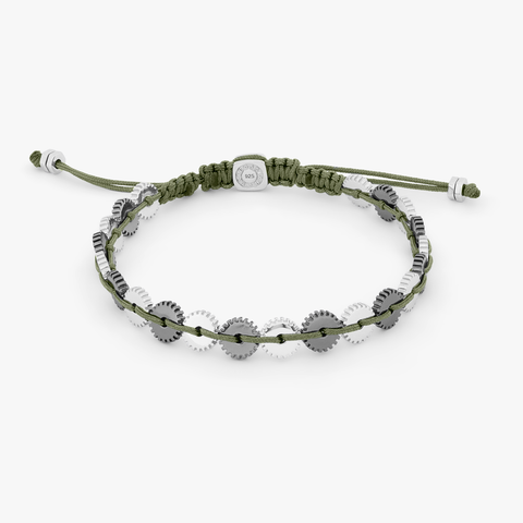 Mini Gear Macrame Bracelet In Green Khaki