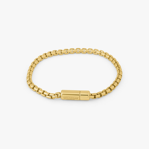 Gelbgold vergoldetes Sterlingsilber, elegantes Pop-Box-Kettenarmband