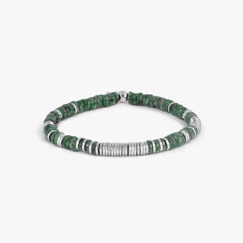 Constellation Bracelet In Rhodium Plated  Sterling Silver and Moss Agate