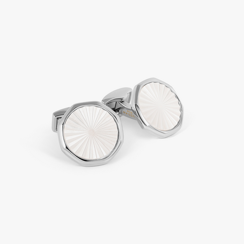 Sunburst Semi-Precious Cufflinks in Palladium plated & White Mother of Pearl