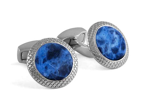 Bullseye Semi Precious Cufflinks Palladium Plated & Sodalite