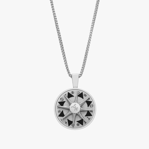 Talismanische Amulett-Halskette aus gebürstetem und poliertem Edelstahl