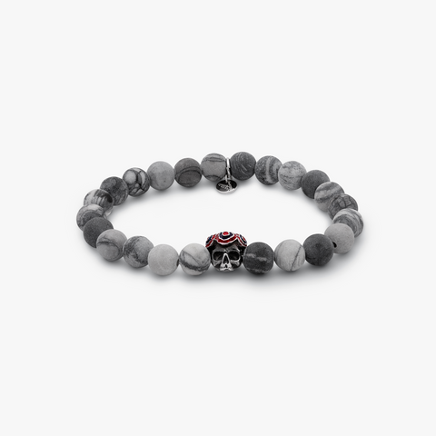 Skull Gear bracelet in grey with frosted spider web jasper
