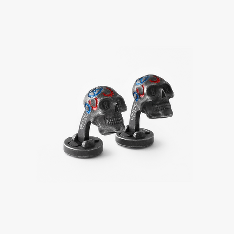 GRATEFUL DEAD Gear Skull cufflinks in black IP plated stainless steel