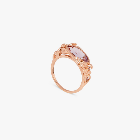 Wild Flower ring in Rose de France amethyst and 14k rose gold plated sterling silver