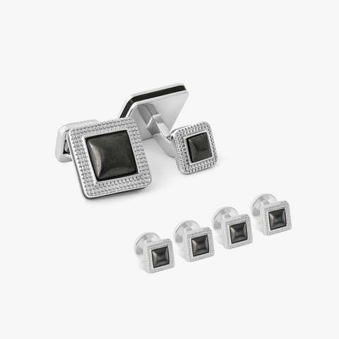 Duo Cabachon Cufflinks & Shirt Studs With Hematite