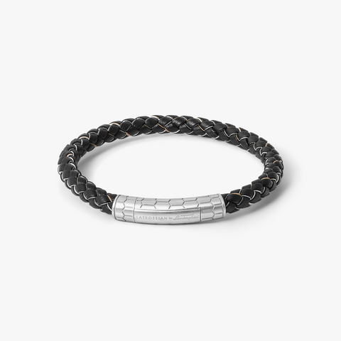 Automobili Lamborghini Hex Click Pelle Bracelet In Black
