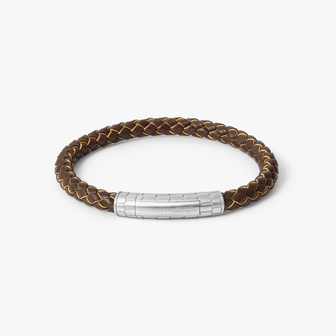 Automobili Lamborghini Hex Click Pelle Bracelet In Brown