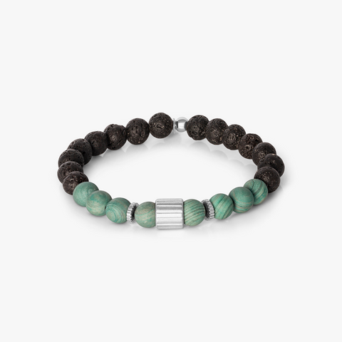 Rigato Lava Beaded Bracelet in Green Jasper