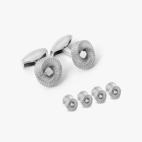 Mobius Knot Cufflinks & Shirt Studs In Sterling Silver