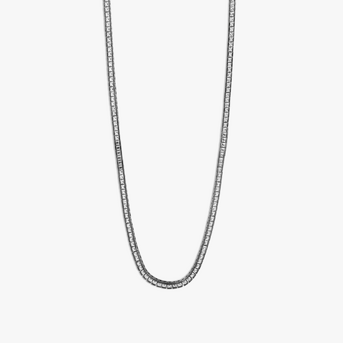 Quadro Tennis Semi-Precious Necklace In Black Rhodium Plated Sterling Silver With White Spinel
