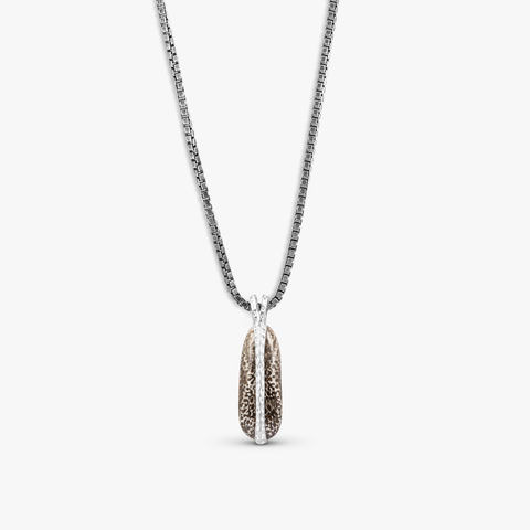 Bryozoan Pebble Necklace In Rhodium Plated Sterling Silver With Fossilised Coral
