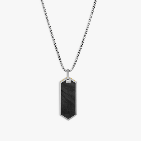 Automobili Lamborghini Hex Necklace In Titanium With Forged Carbon Fibre