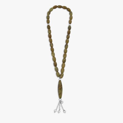 Brown Rhodium Plated Silver New Ellipse Labradorite Worry Beads