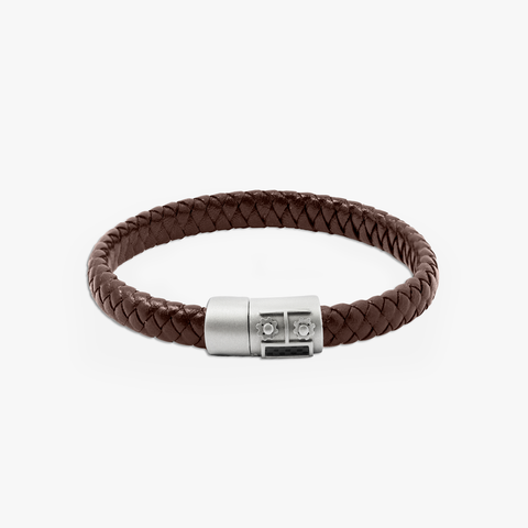 Robot Slide bracelet in Italian brown leather with stainless steel