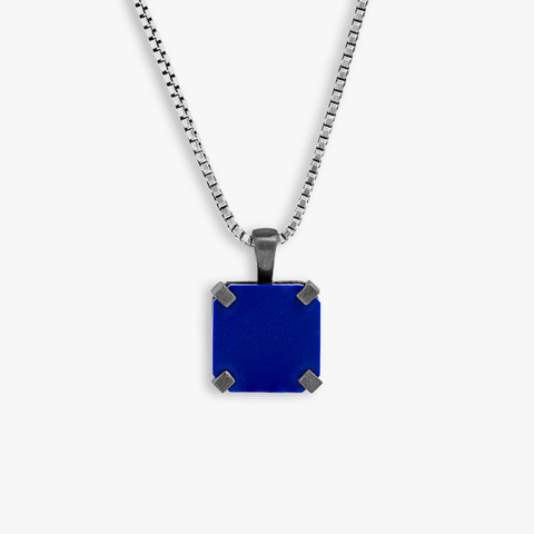Octo Semi Precious Necklace With Blue & Rhodium Plated Silver
