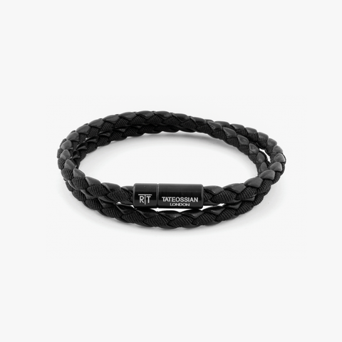 Chelsea-Armband aus schwarzem Kunstleder mit schwarzem Aluminiumverschluss