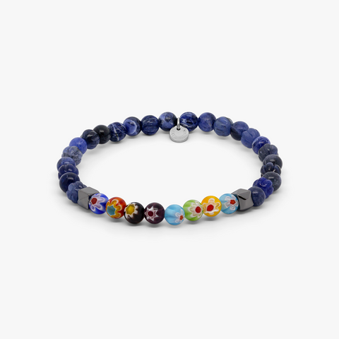 Millefiori-Armband aus Sodalith mit Perlen aus Muranoglas
