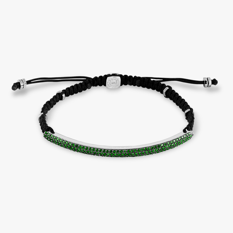 Windsor-Armband mit 139 Smaragden in Makramee und Sterlingsilber
