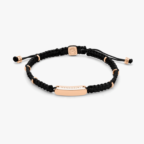 Schwarzes Makramee-Armband mit roségoldenem Stab