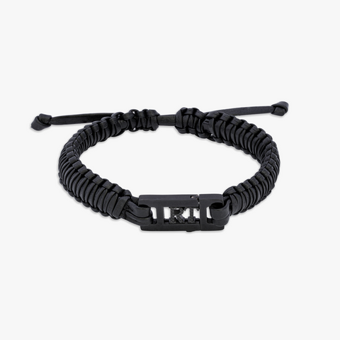 Schwarzes Graphem-Lederarmband