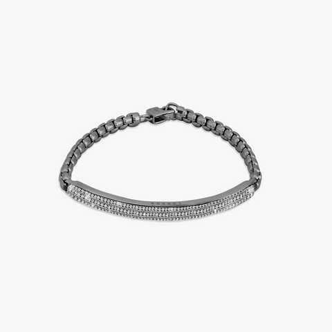 Schwarz rhodiniertes Windsor-Armband aus Sterlingsilber mit weißen Diamanten