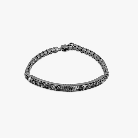 Schwarz rhodiniertes Windsor-Armband aus Sterlingsilber mit schwarzen Diamanten
