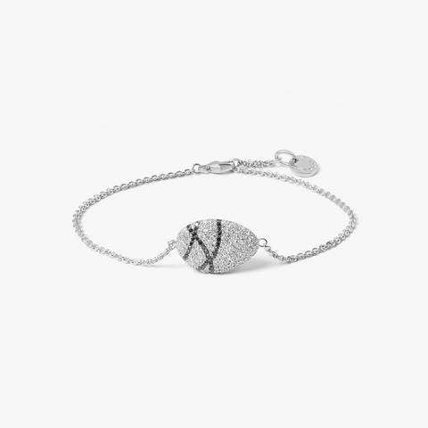 Sterlingsilber Pebble White Diamond Armband mit schwarzen Diamanten