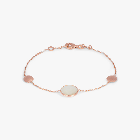 Kensington-Armband mit einem einzelnen Stein aus 14 Karat Satin-Roségold in weißem Perlmutt