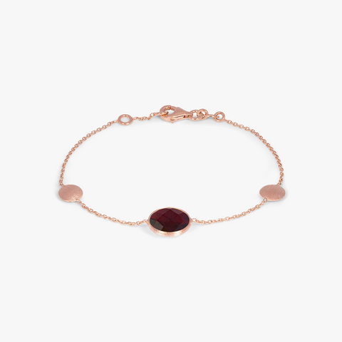 Kensington-Armband mit einem Stein aus 14 Karat Satin-Roségold in Granat