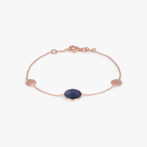 Kensington-Armband mit einem einzelnen Stein aus 14 Karat Satin-Roségold mit Saphir
