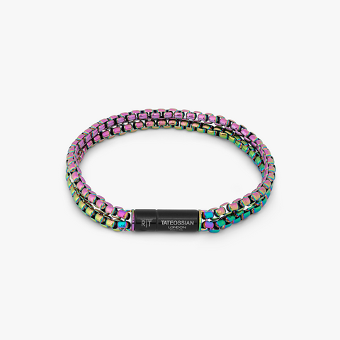 Mehrfarbiges, schillerndes Edelstahl-Pop-Elements-Armband