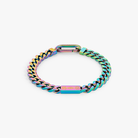 Schillerndes Kaleidoskop-Amulett-Armband aus Edelstahl