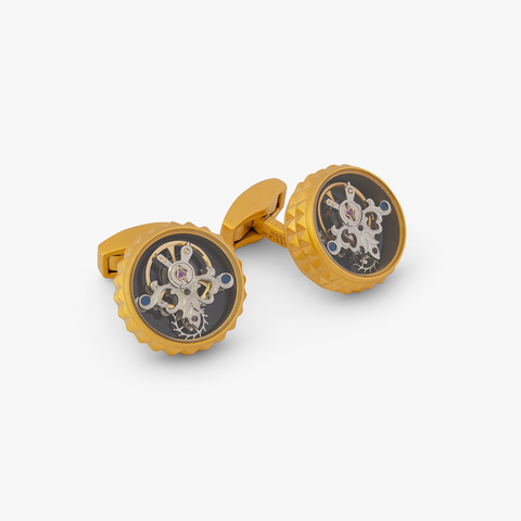 Manschettenknöpfe mit Gelbgold-Plattierung und Gizeh-Tourbillon