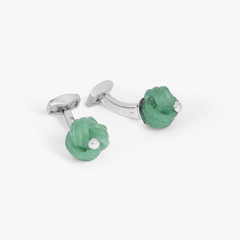 Knoten-Manschettenknöpfe aus Sterlingsilber mit Aventurin