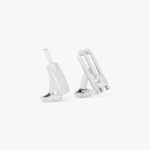 Thompson Compete Cricket-Manschettenknöpfe aus Silber und Palladium