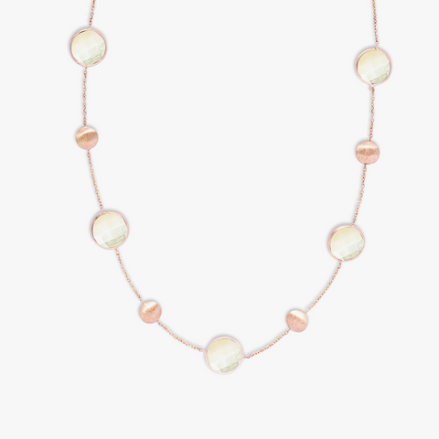 Kensington-Doppelstein-Halskette aus 14 Karat Satin-Roségold mit weißem Perlmutt