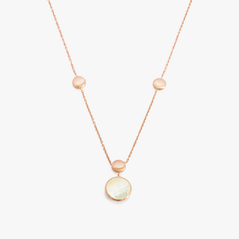 Kensington-Halskette aus 14 Karat Satin-Roségold mit einem einzelnen Stein und weißem Perlmutt
