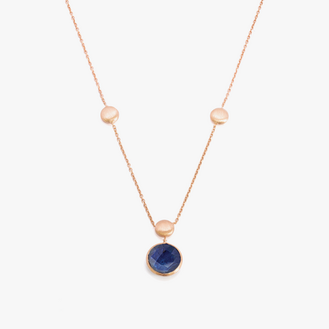 Kensington-Halskette mit einem einzelnen Stein aus 14 Karat Satin-Roségold mit Saphir