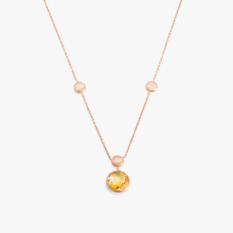 Kensington-Halskette mit einem einzelnen Stein aus 14 Karat Satin-Roségold mit Citrin