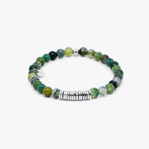 Classic Discs Armband mit Moosachat und Sterlingsilber
