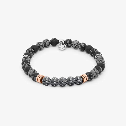 Stonehenge-Armband mit Schneeflocken-Obsidian in Sterlingsilber