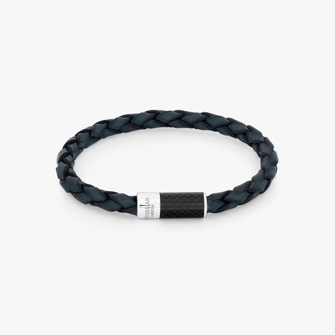 Carbon Pop Armband mit blauem Leder und schwarzer Kohlefaser
