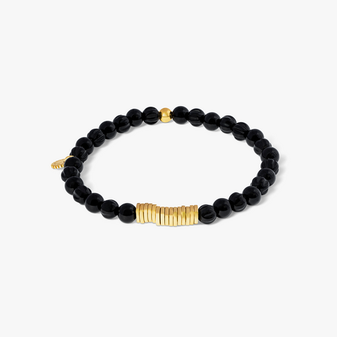 Klassisches Discs-Armband mit Schwarz-Gelb-Vergoldung