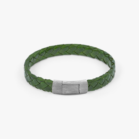 Graffiato Oval Leather Bracelet In Green